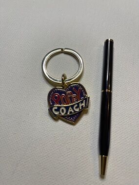 Coach Poppy Heart Keyring - Navy, Red & Gold and Coach Pen